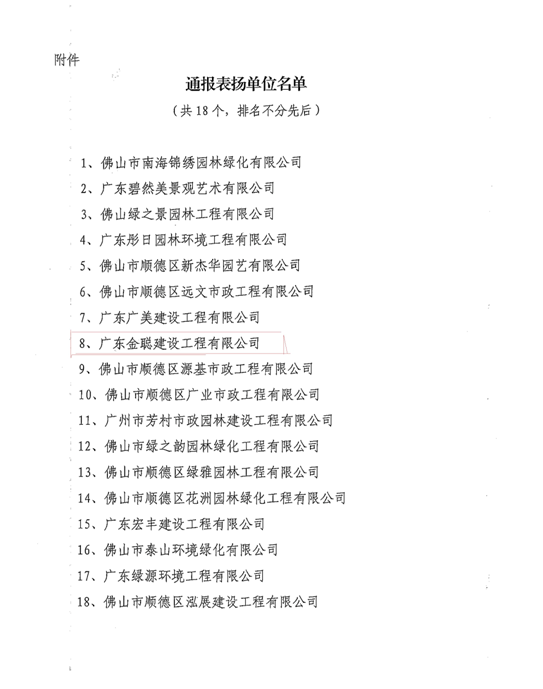 佛山市住房和城鄉建設管理局關(guān)于表彰支援江門(mén)市臺風(fēng)災后復產(chǎn)相關(guān)單位的通報