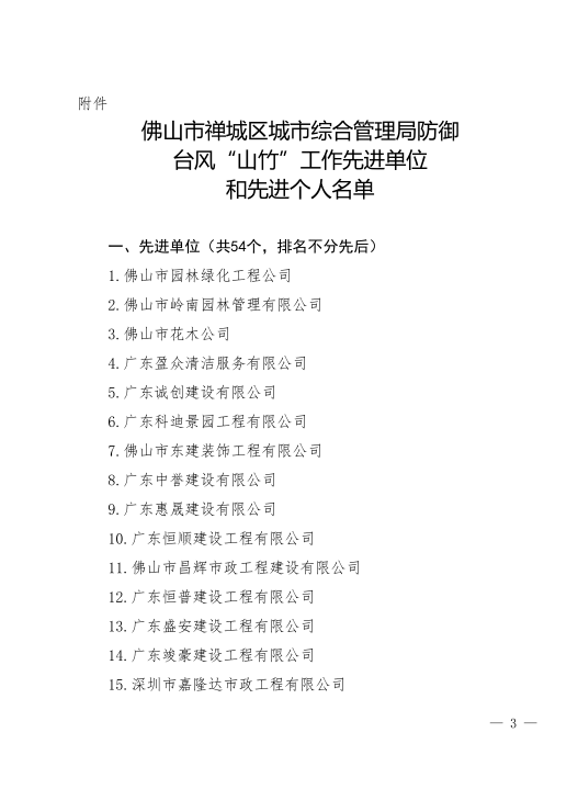 佛山市禪城區城市綜合管理局關(guān)于表彰防御臺風(fēng)“山竹”先進(jìn)單位和先進(jìn)個(gè)人的通報